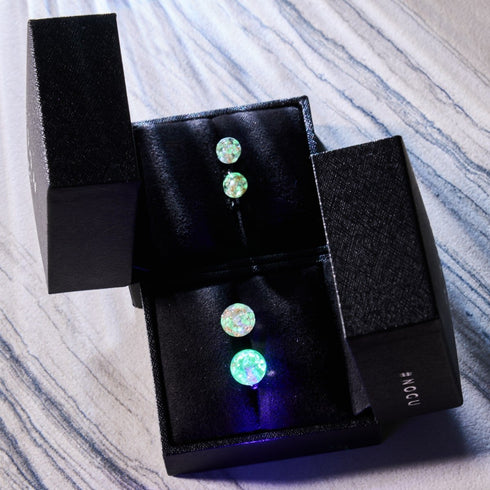 Albâtre | Argent sterling .925 | Mini Boucles D'oreilles Tiges En Verre Luciole